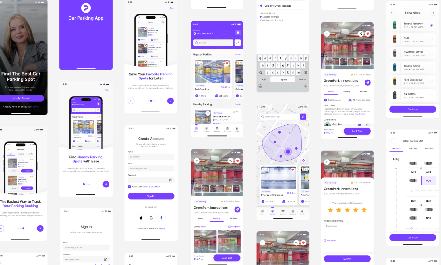 Car Parking App Ui Kit Screens Figma Insight Lancer