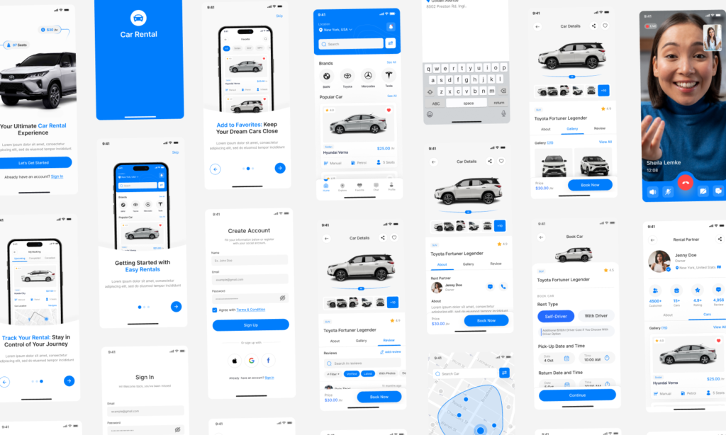 Car Rental App Ui Kit Screens Figma Insight Lancer