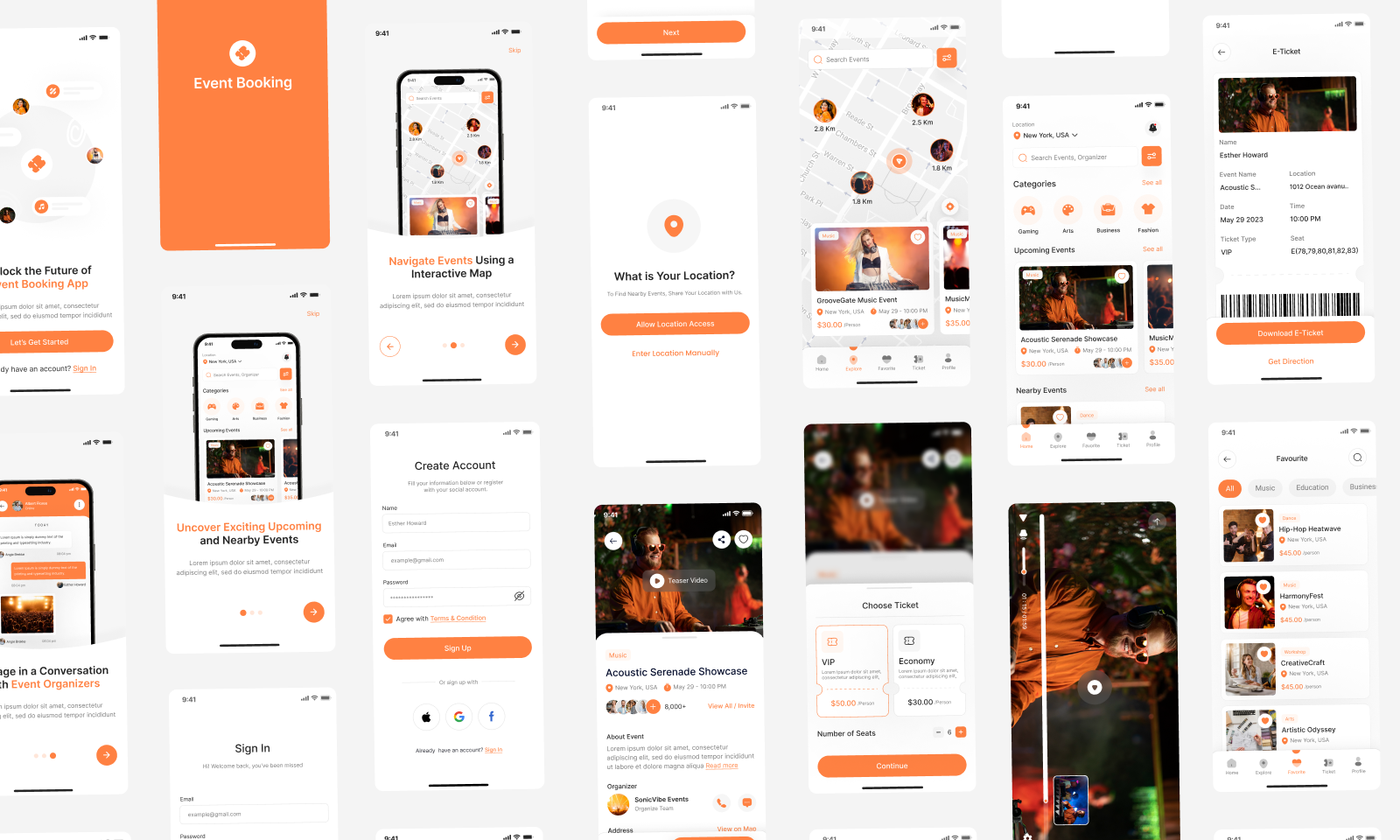 Event Booking App UI Figma, Event Booking App UI Kit