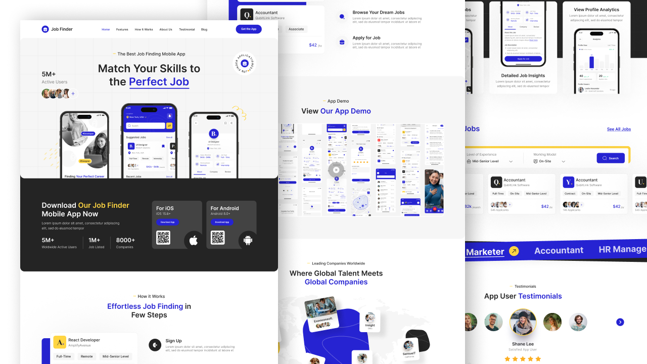 Job finder App Landing Page UI design [ Figma ] » Insight Lancer