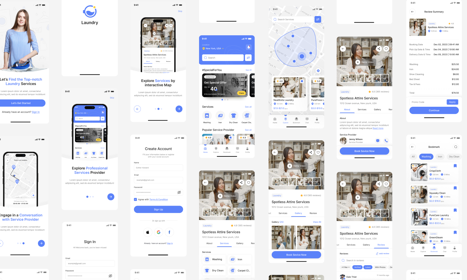 laundry app app ui ux design