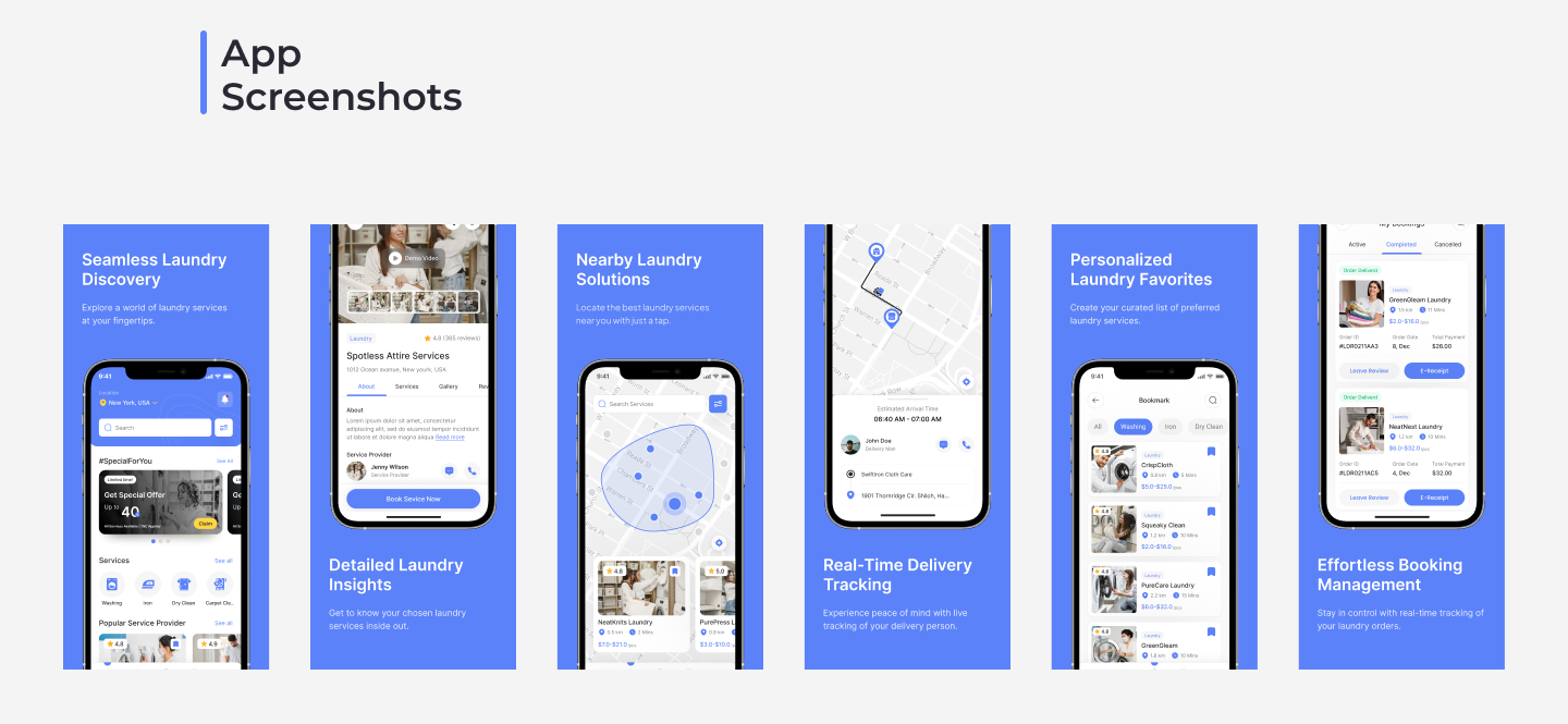 laundry app ui ux Screenshots