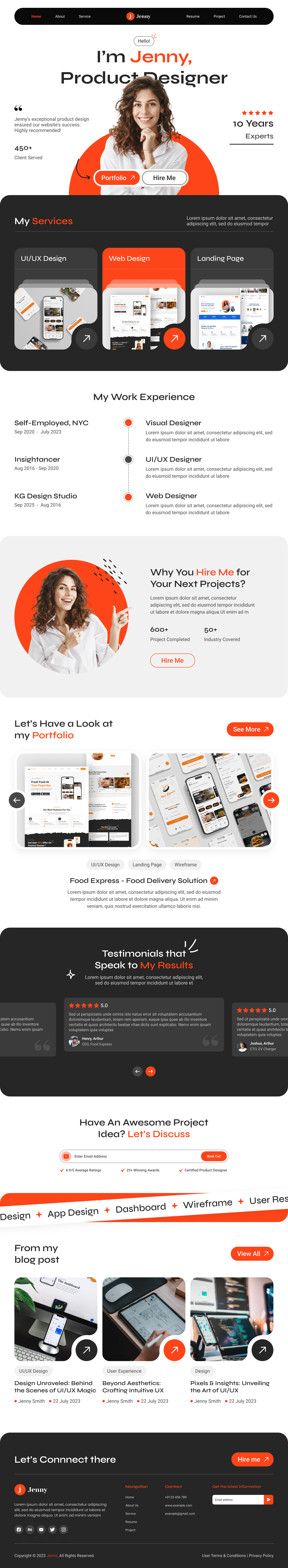 personal portfolio landing Page ui design, personal portfolio ui design, personal portfolio landing page