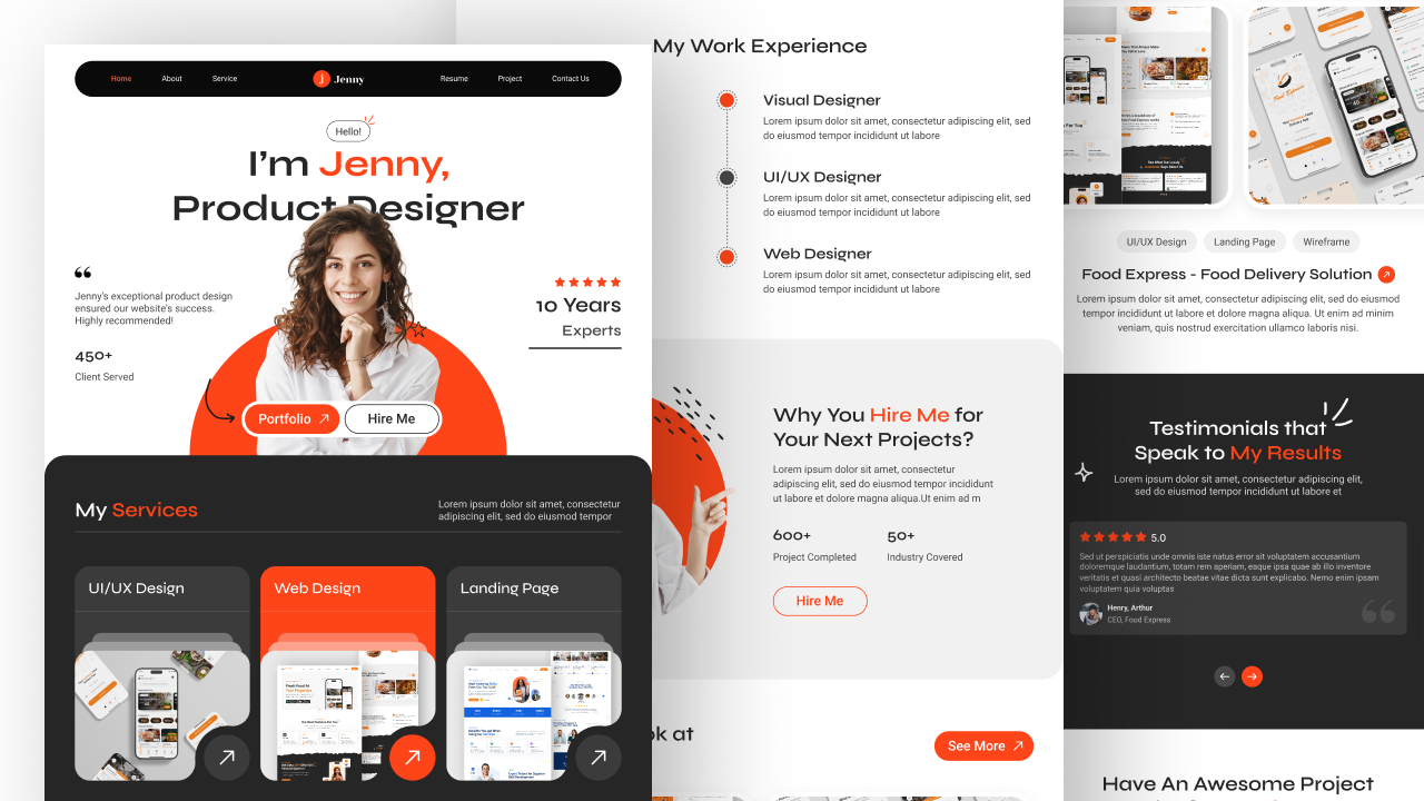 personal portfolio ui design, personal portfolio landing page, personal portfolio landing Page ui design