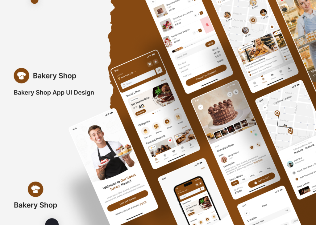 bakery shop app ui design figma