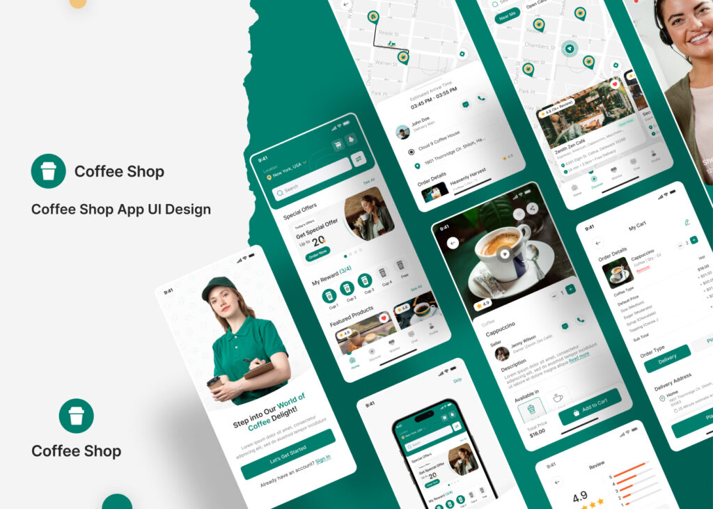 coffee shop mobile app ui kit figma