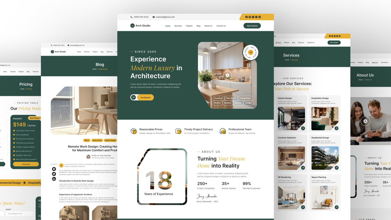 architecture and interior design website ui ux design