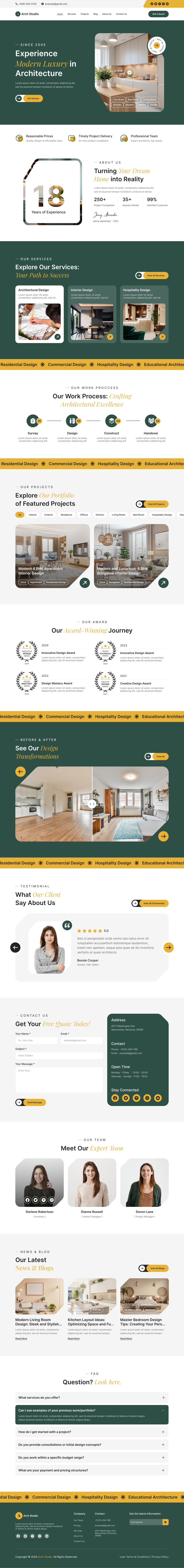 architecture and interior design website ui ux home page design