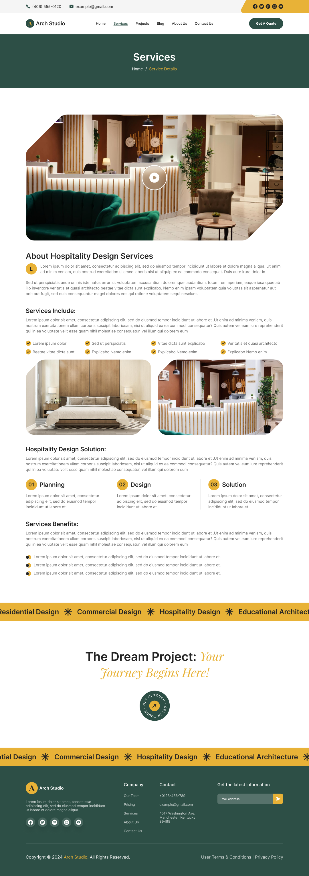 architecture and interior design website ui ux service details page design