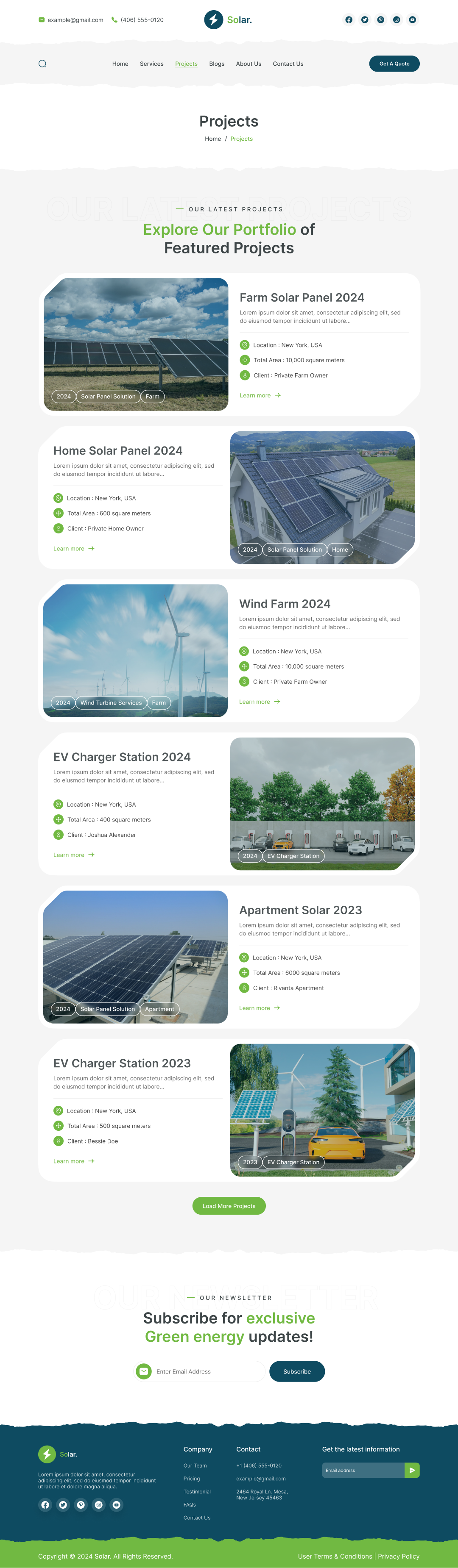 solar energy website Project page ui ux design figma 