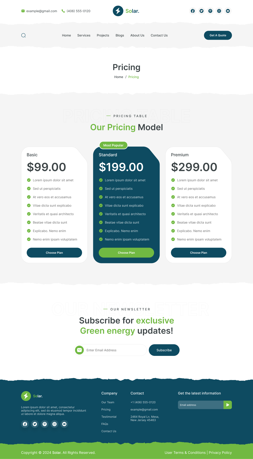 solar energy website our prcing page ui ux design figma 