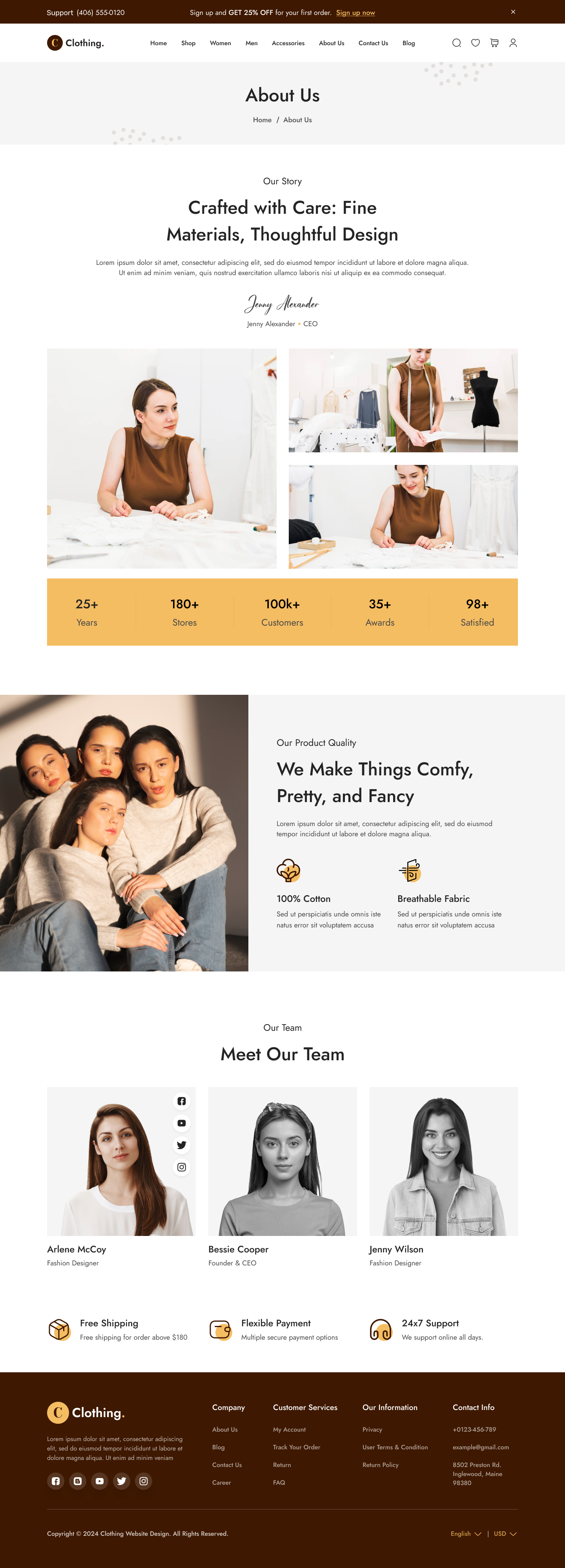 Clothing Store Website UI UX About Us Page Design