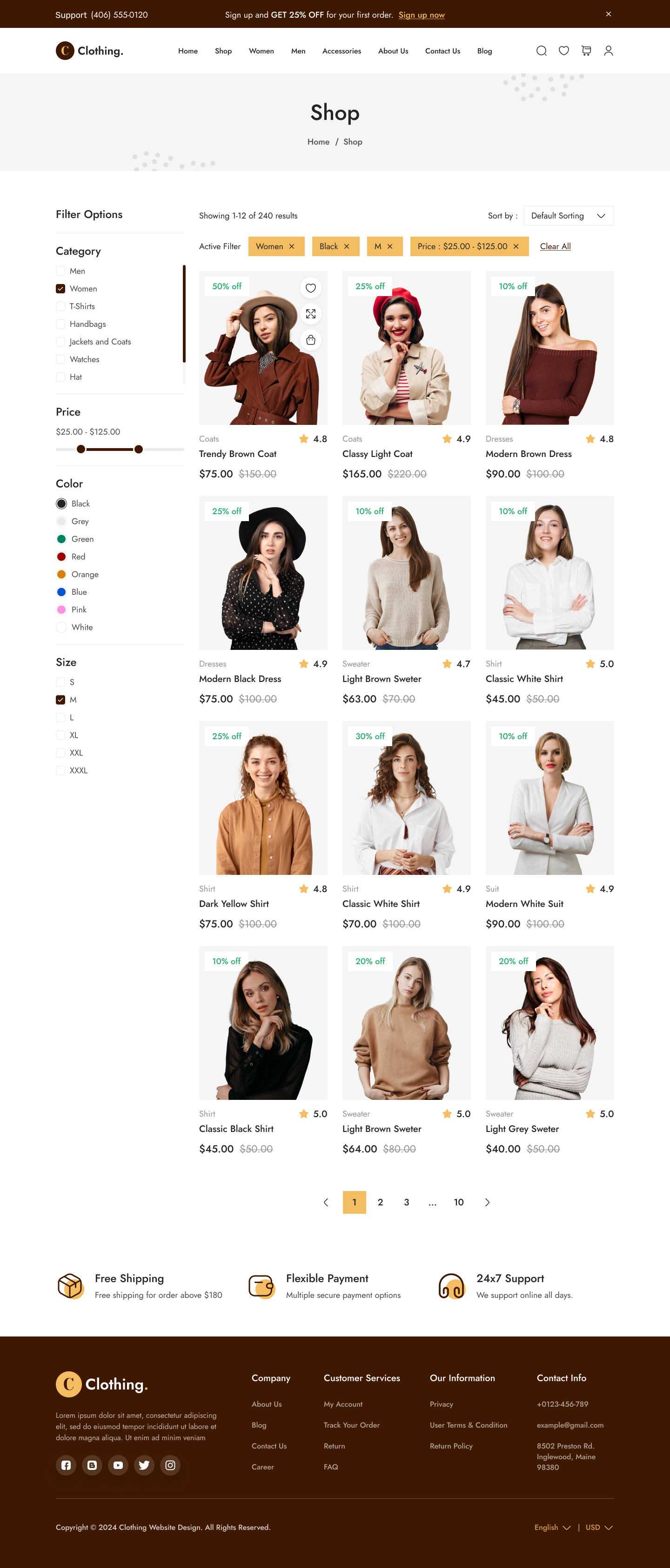 Clothing Store Website  UI UX Shop Page Design