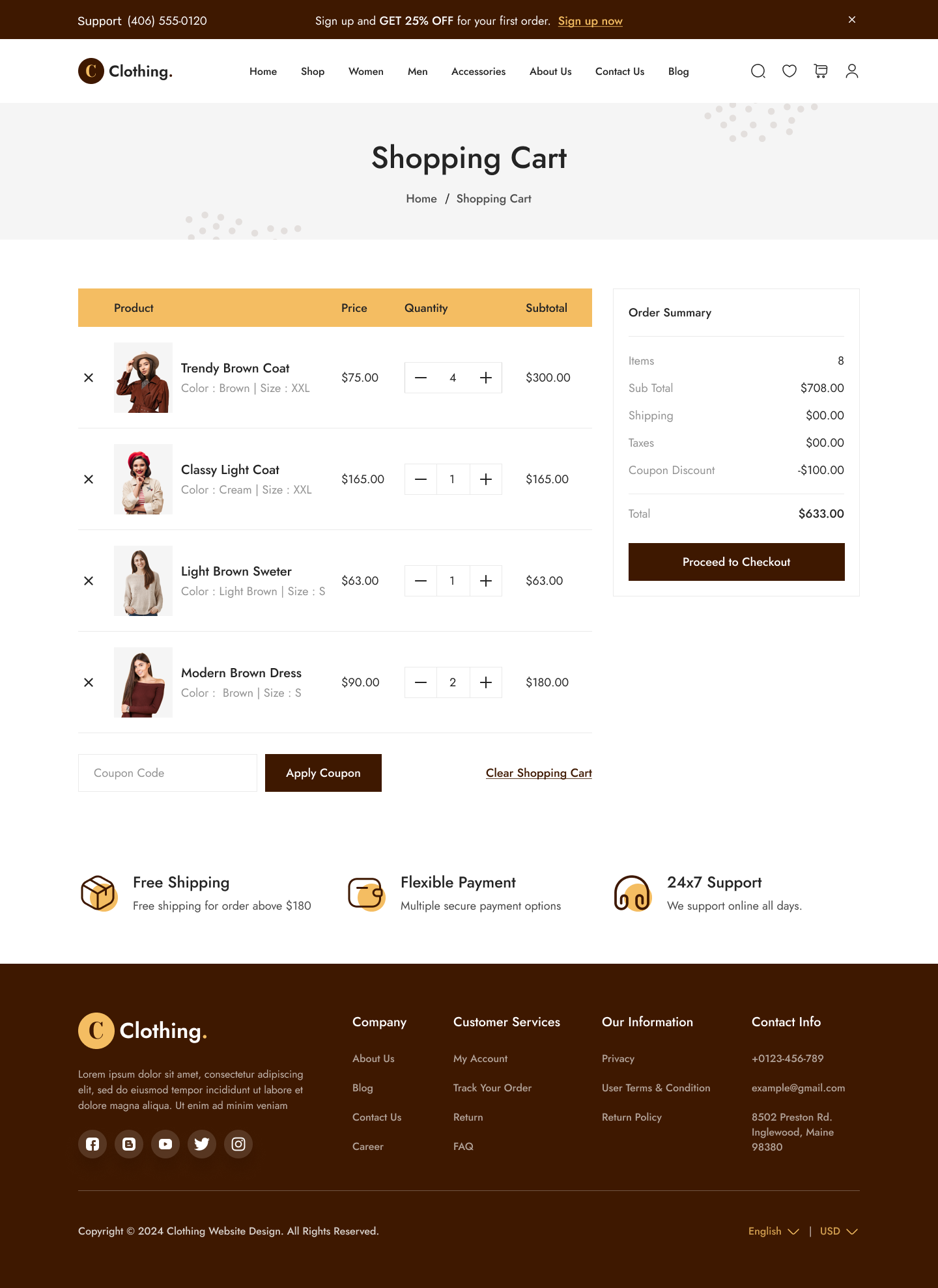 Clothing Store Website  UI UX Shopping Cart Page Design