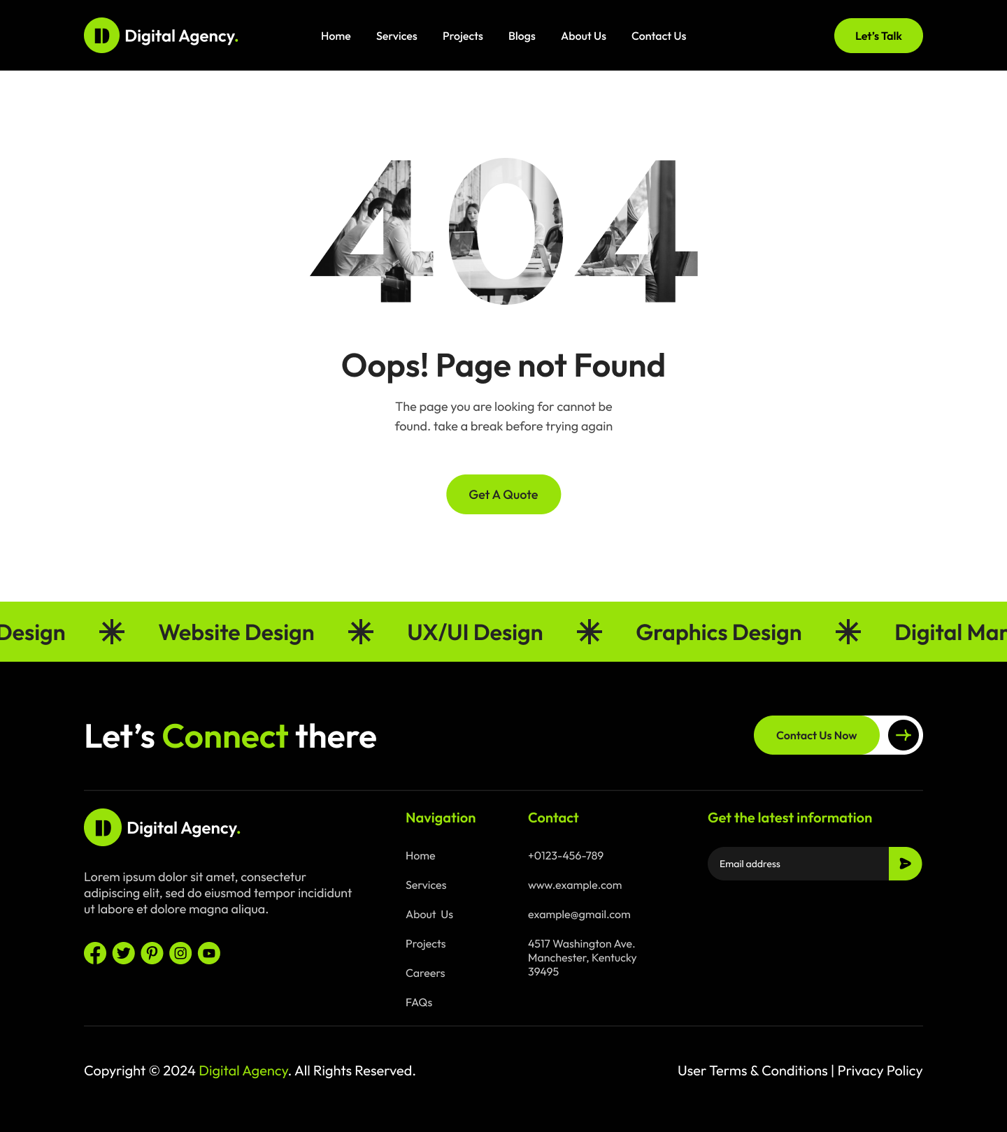 digital Agency website figma 404 Error Page ui ux design