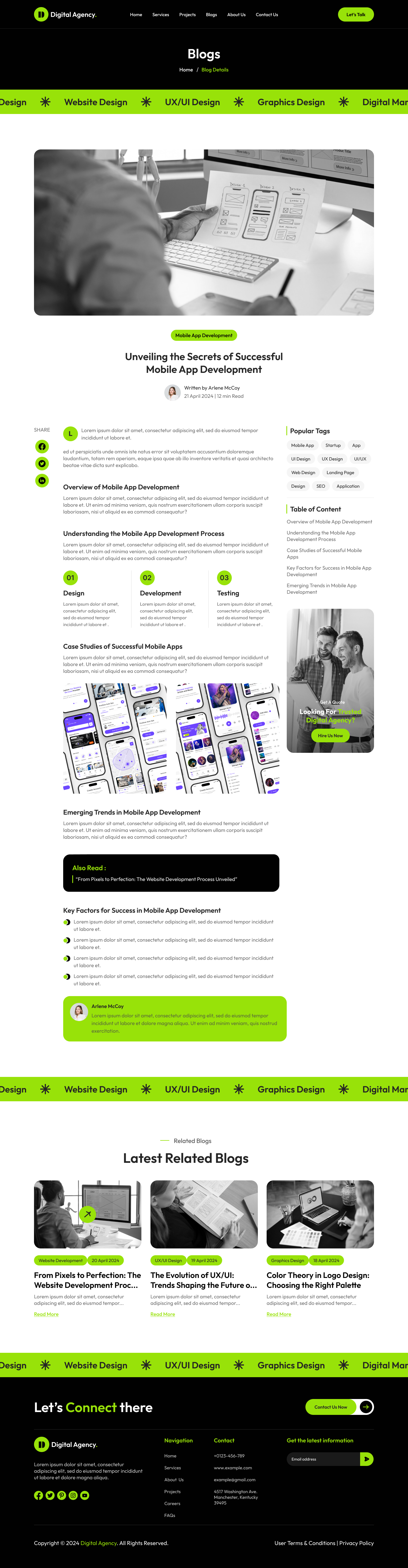 digital Agency website figma Blog Details Page ui ux design