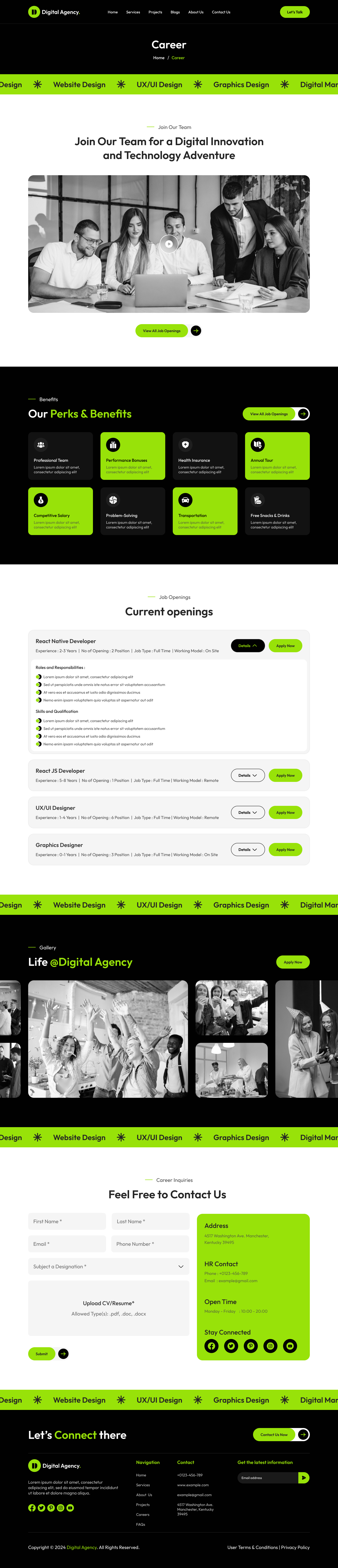 digital Agency website figma Career Page ui ux design
