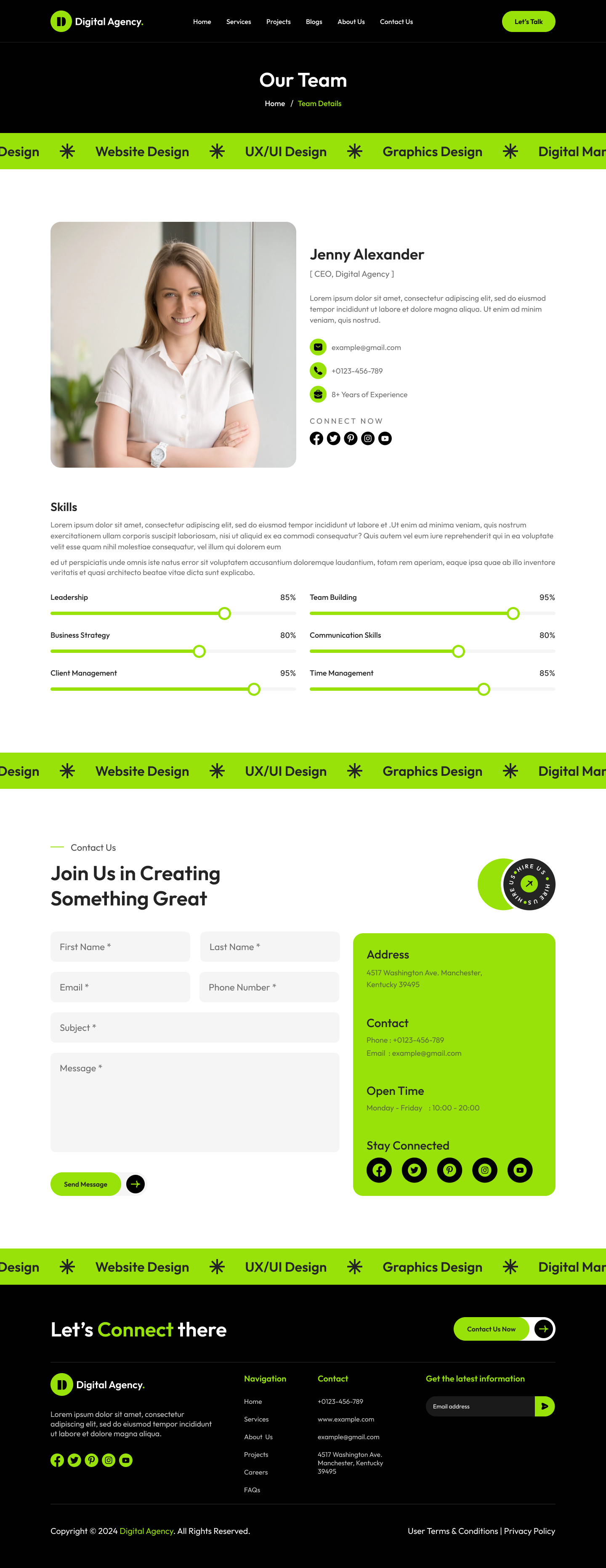 digital Agency website figma Our Team Detais Page ui ux design