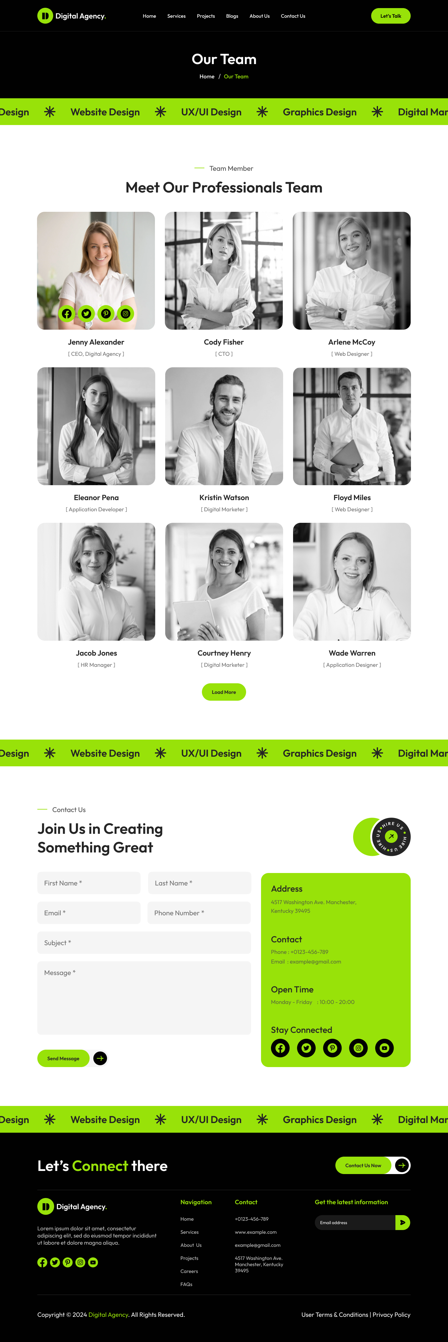 digital Agency website figma Our Team Page ui ux design