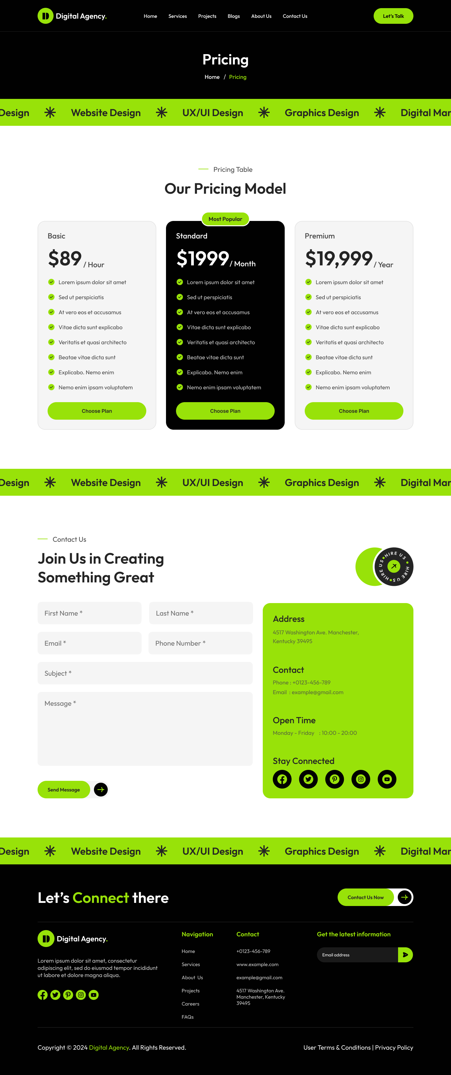 digital Agency website figma Our Team Pricing Page ui ux design