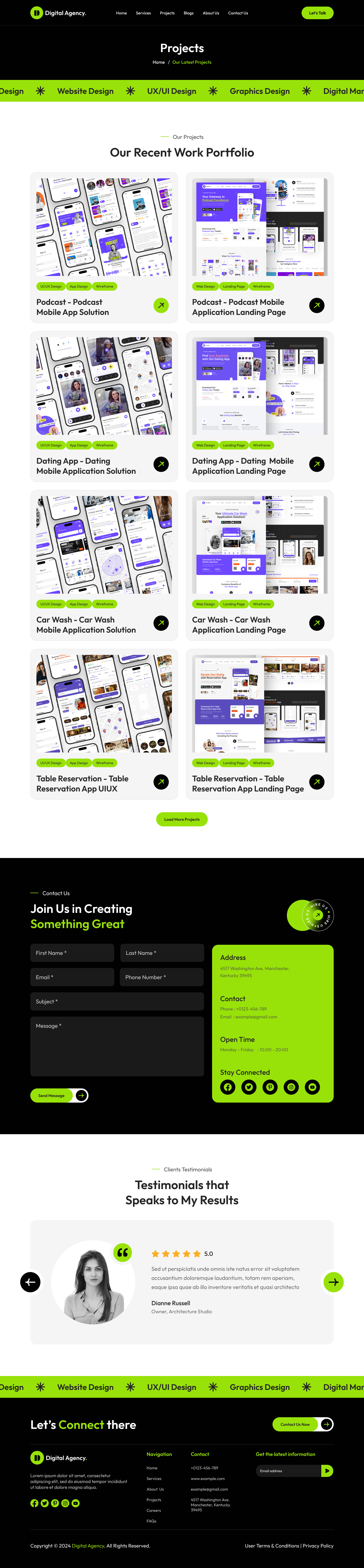 digital Agency website figma Projects Page Design ui ux design