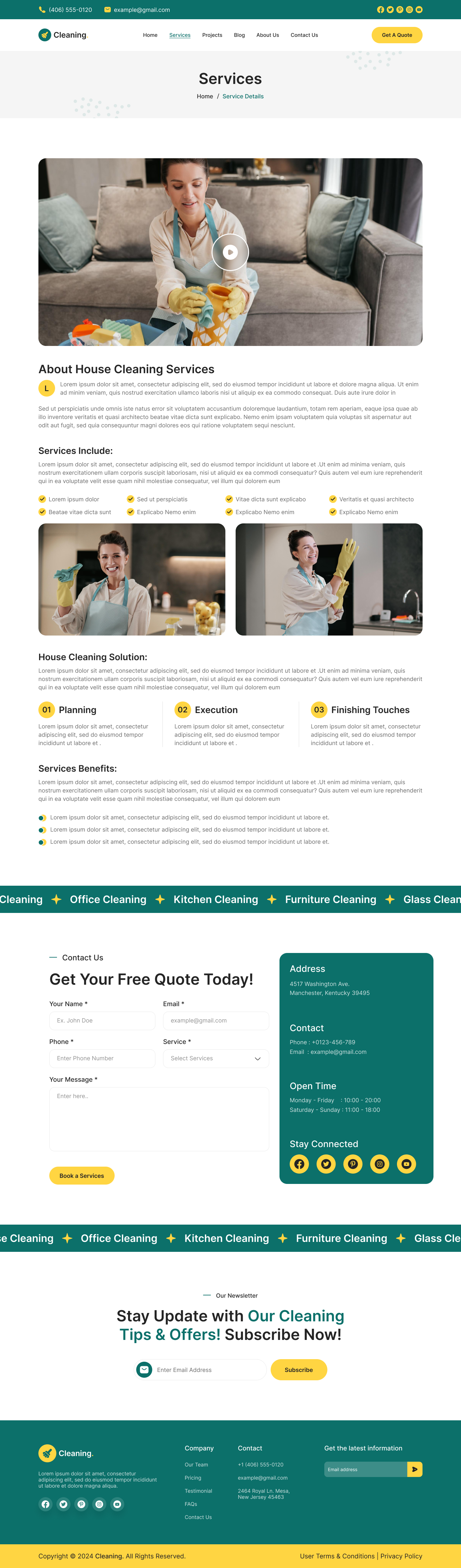 cleaning service website Service Details Page figma design