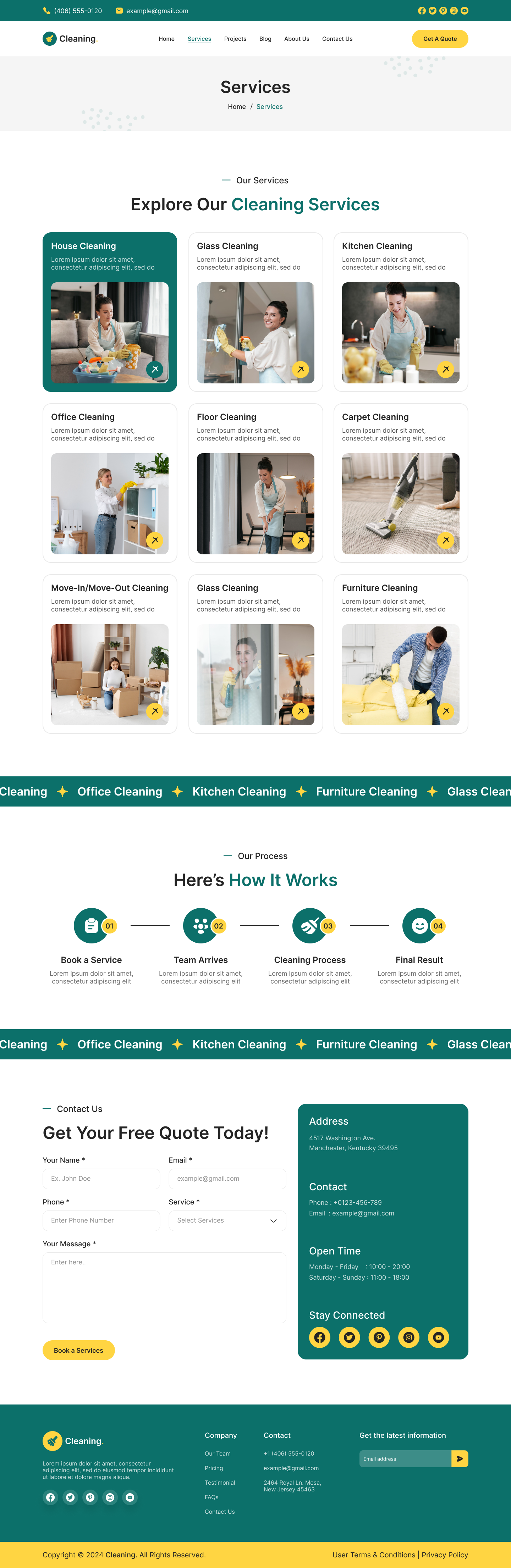 cleaning service website Service Page figma design