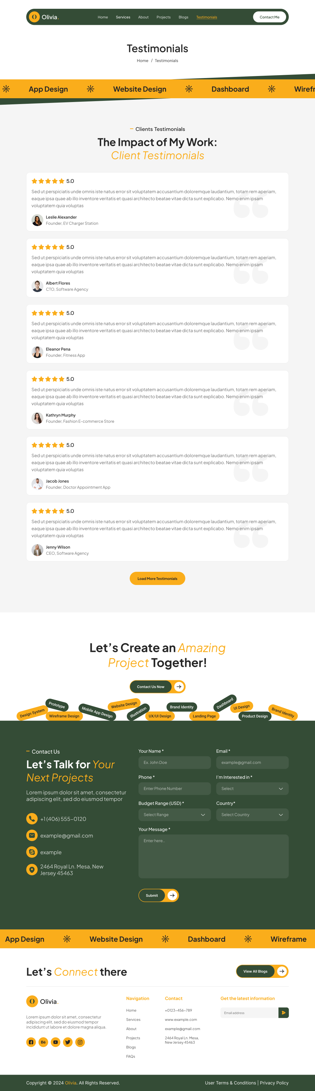 Personal portfolio figma ui ux Testimonials Details Page Design