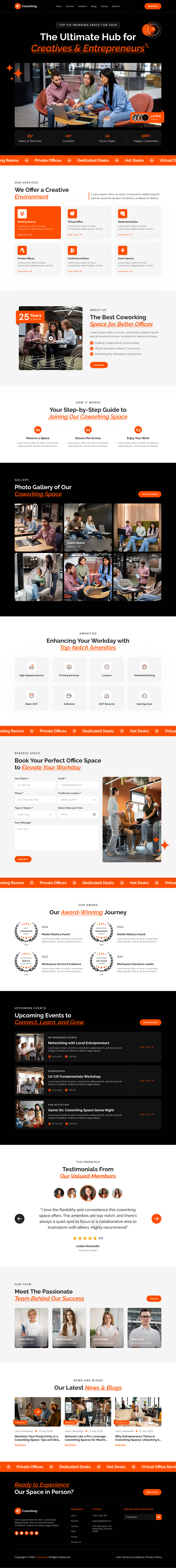 coworking space website template home page ui ux design