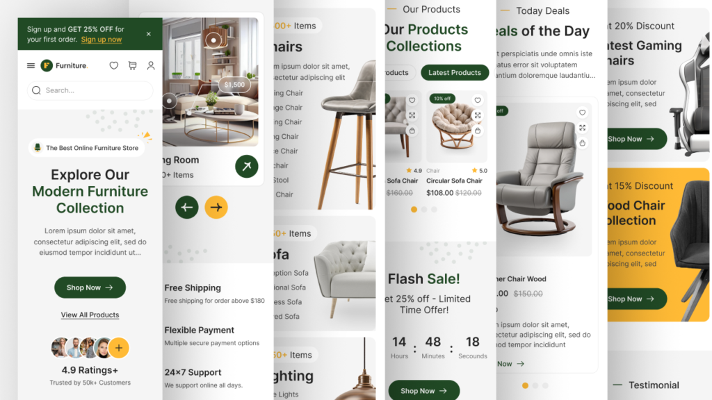 furniture ecommerce website ui ux figma design
