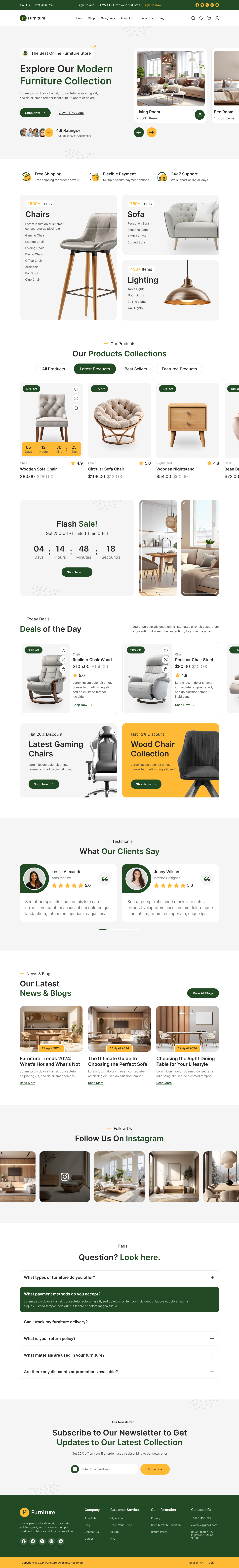 furniture ecommerce website ui ux home page design
