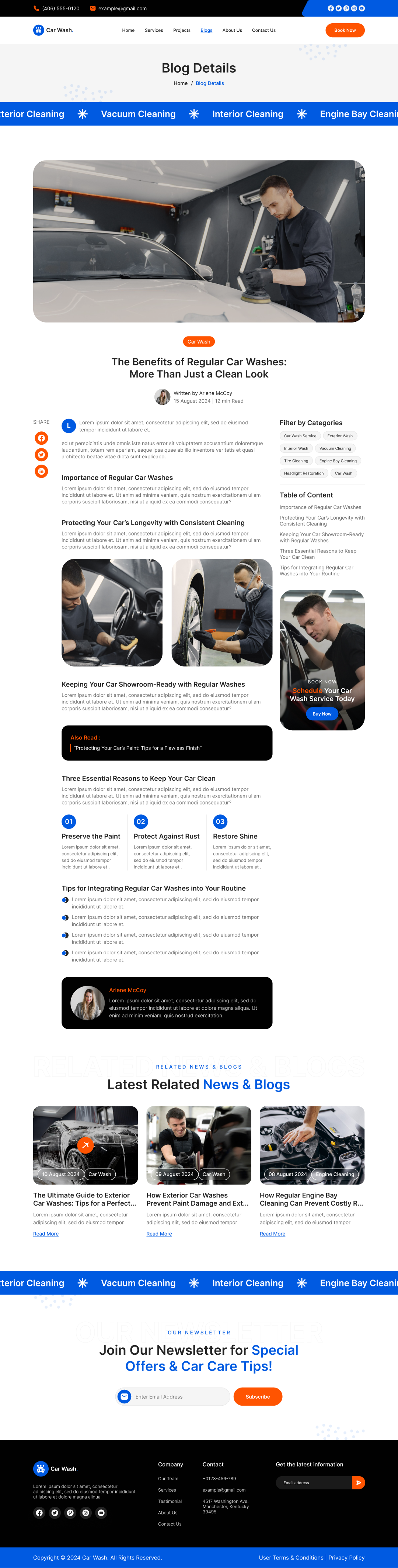 car wash service website Our Blog Details Page Design ui ux design template