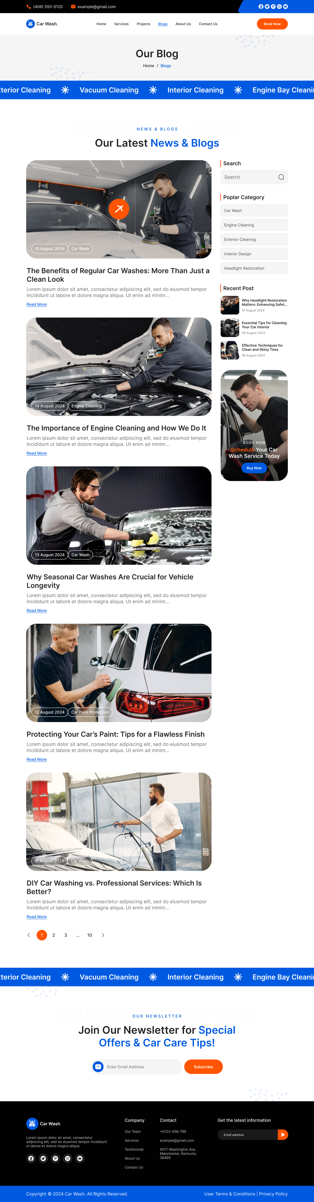 car wash service website Our Blog Page Design ui ux design template