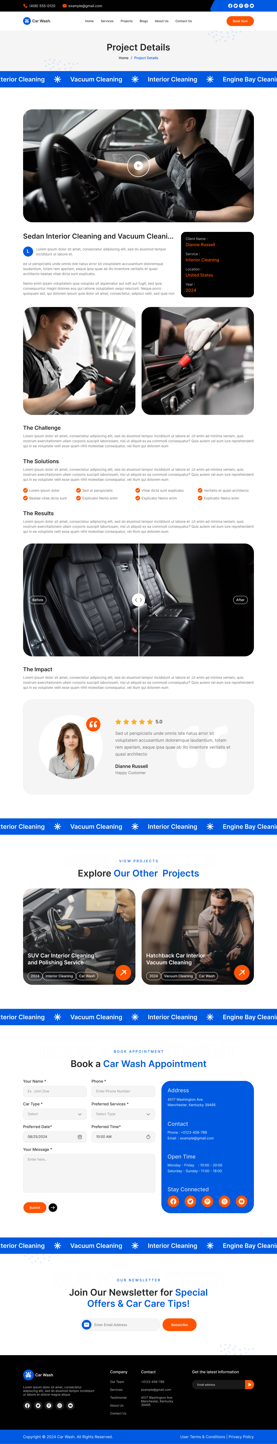 car wash service website Projects Details Page Design ui ux design template