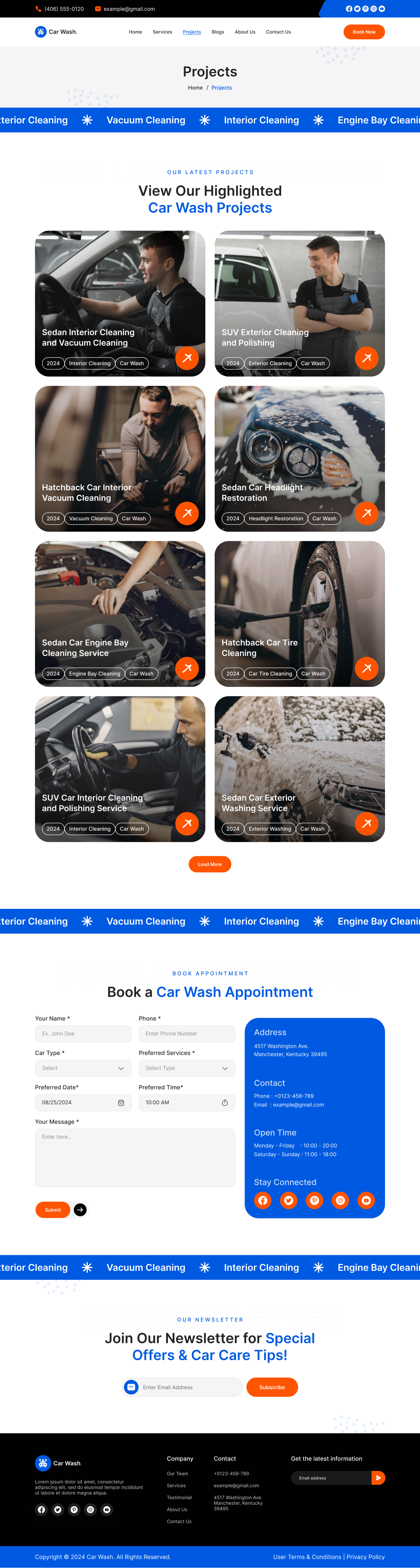 car wash service website Projects Page Design ui ux design template