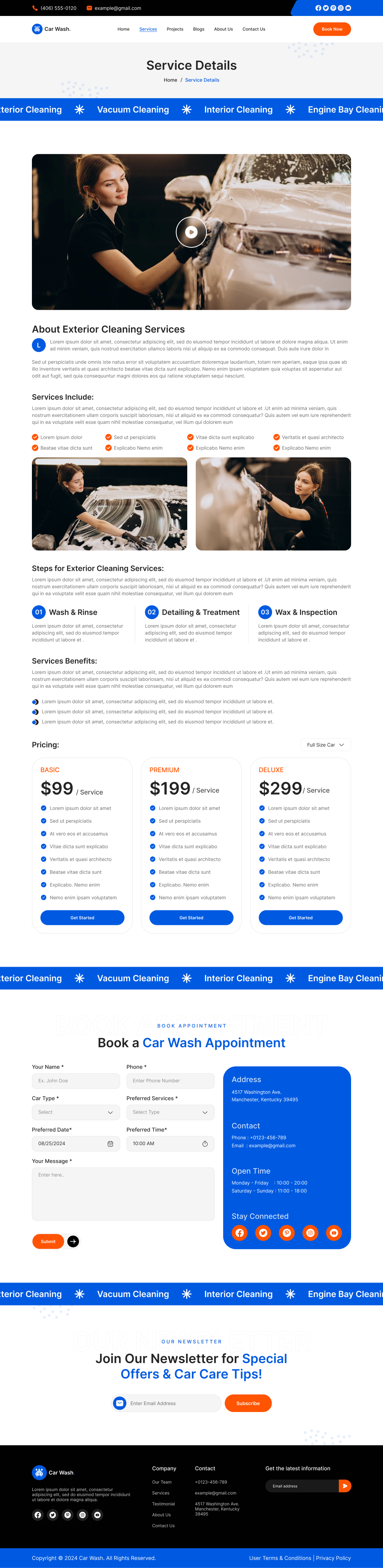 car wash service website Services Details Page Design ui ux design template