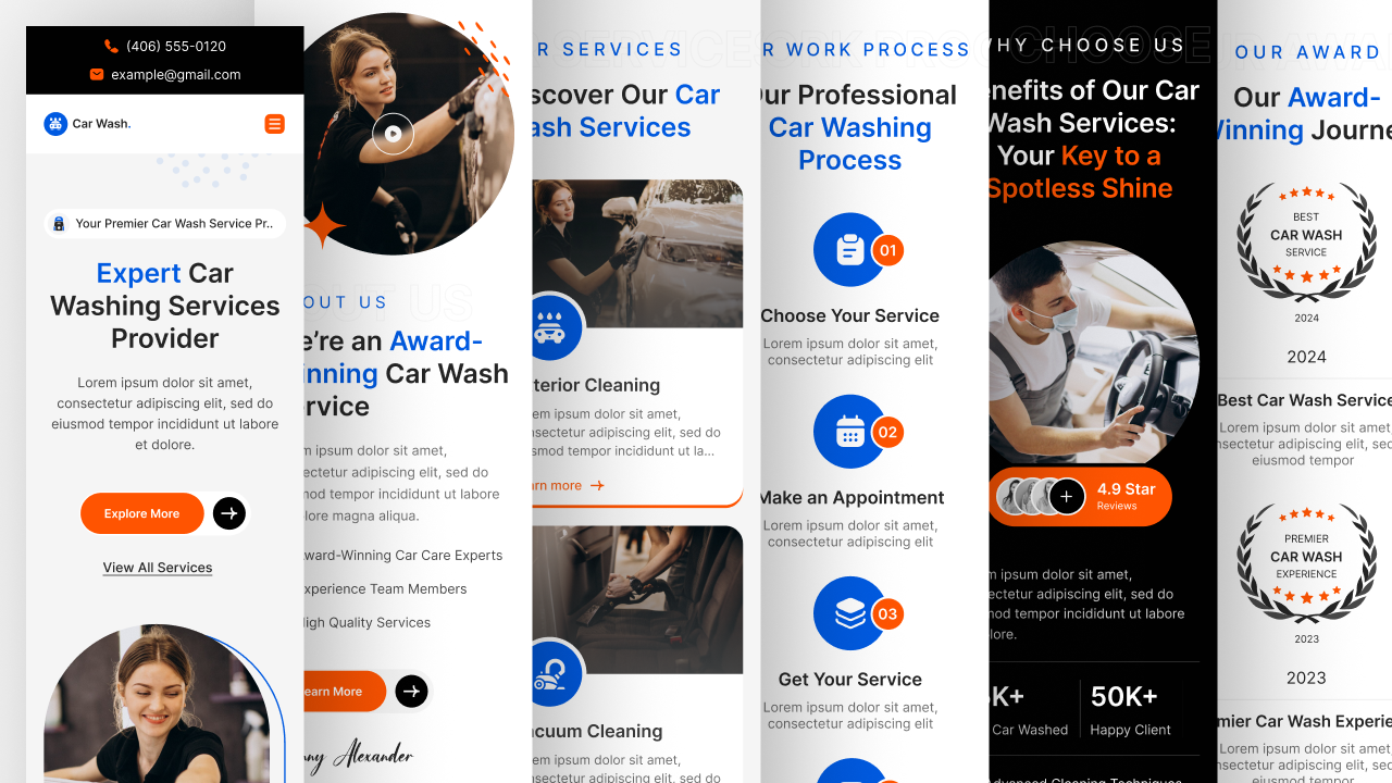 car wash service website figma ui ux design