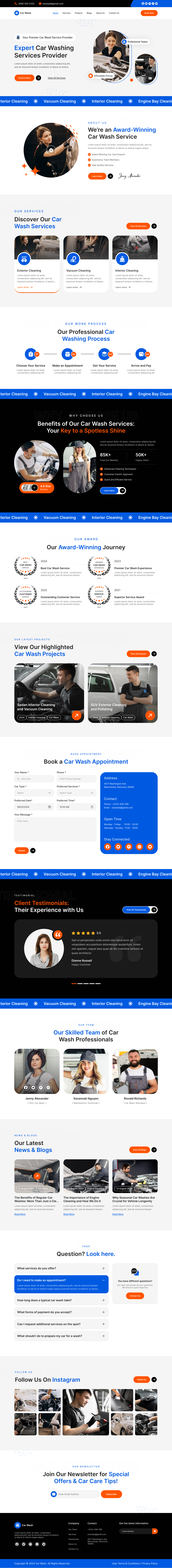 car wash service website home page ui ux design template