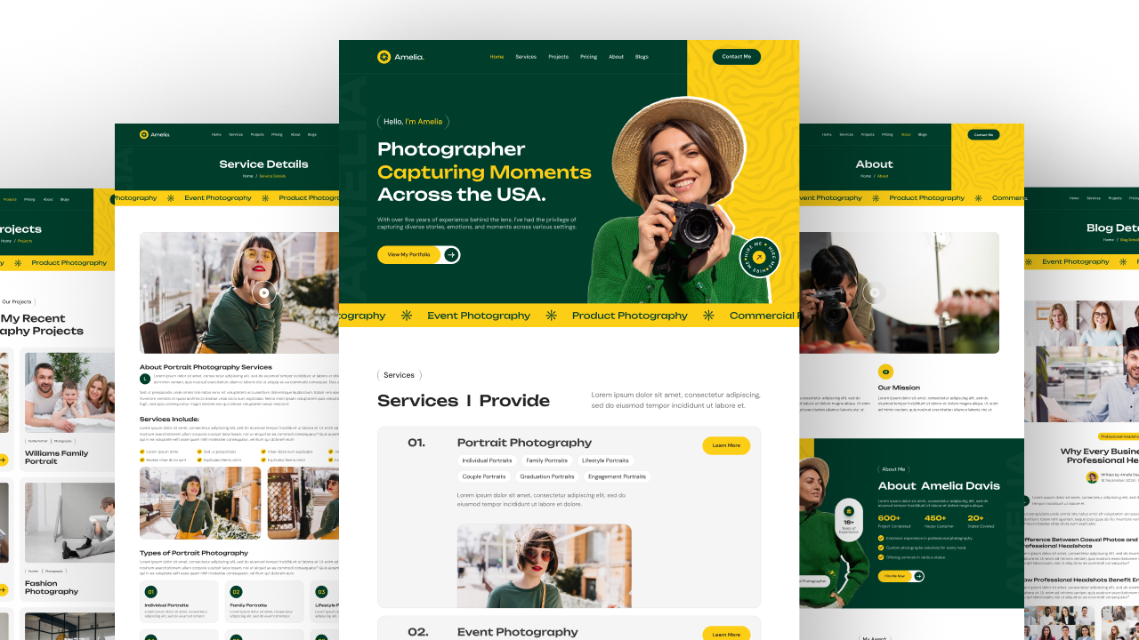 photographer portfolio template website ui ux design
