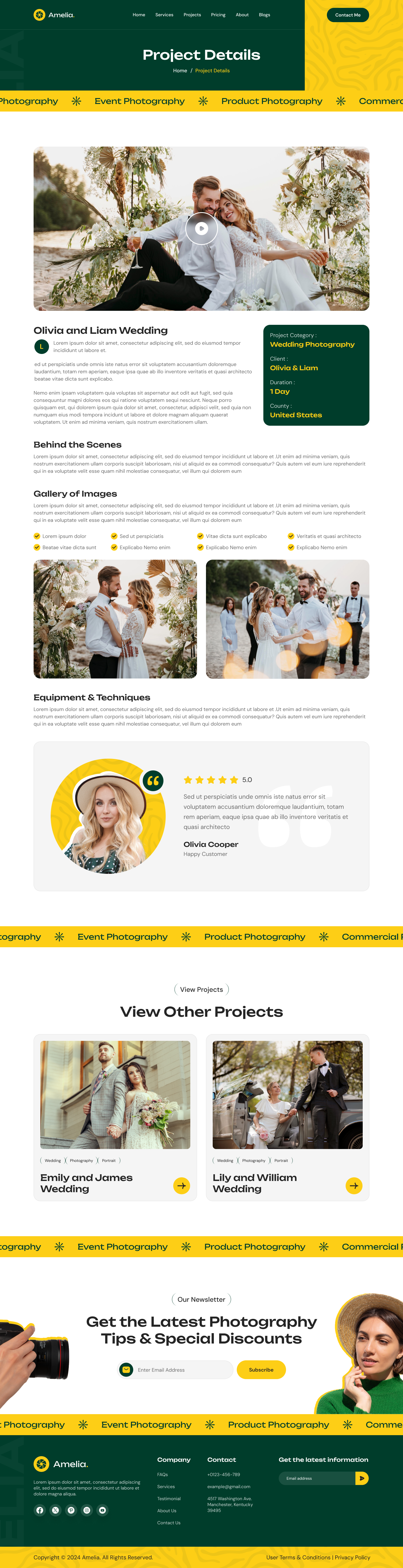 photographer portfolio website Projects Details page ui ux design