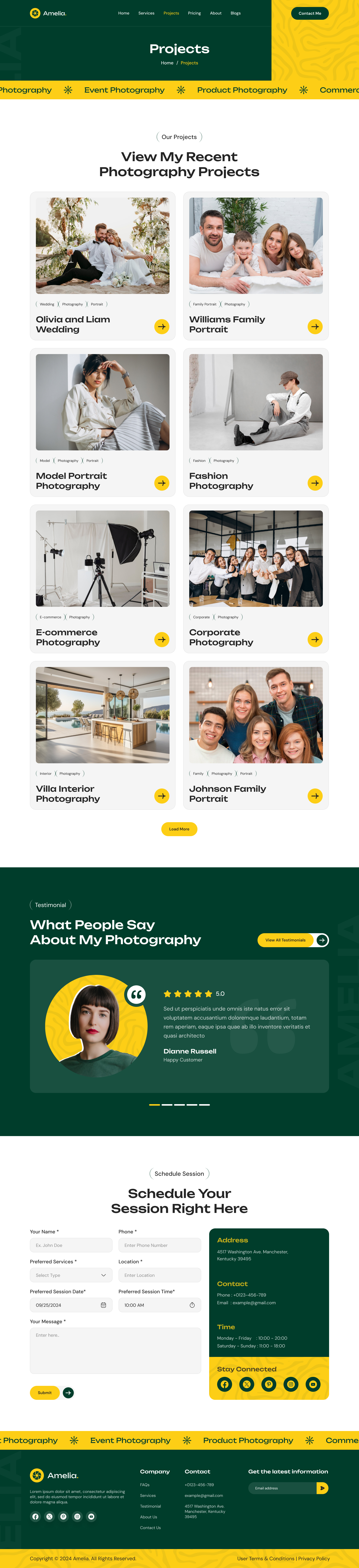 photographer portfolio website Projects page ui ux design