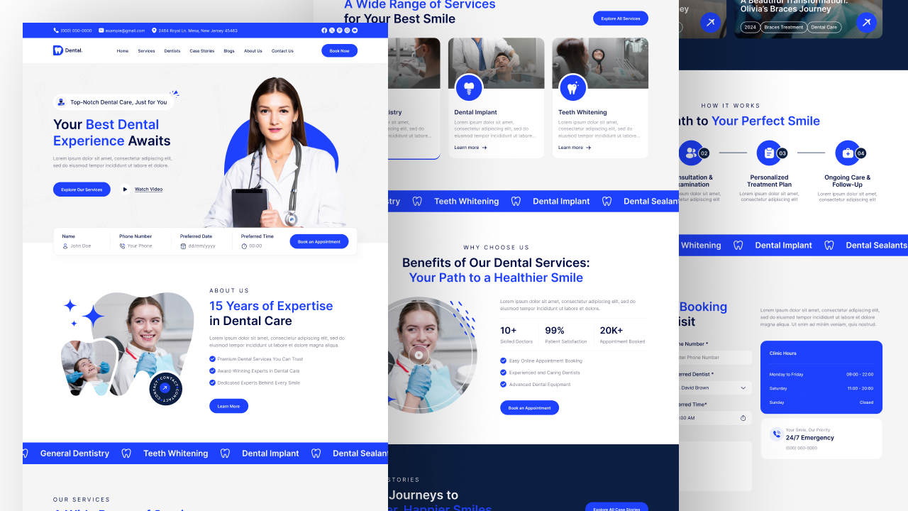 Dental website templates figma ui ux design