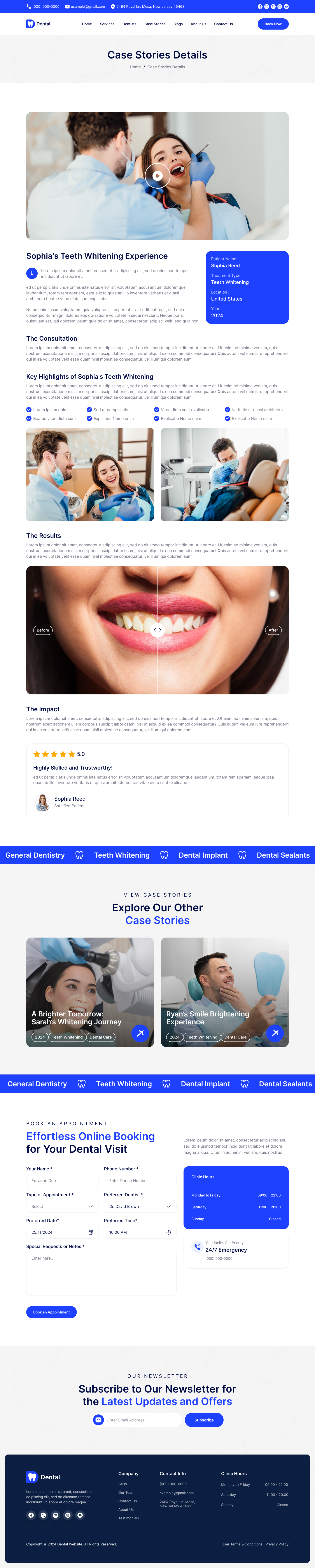 Dentist and Dental Clinic website Case Stories Details Page ui ux design