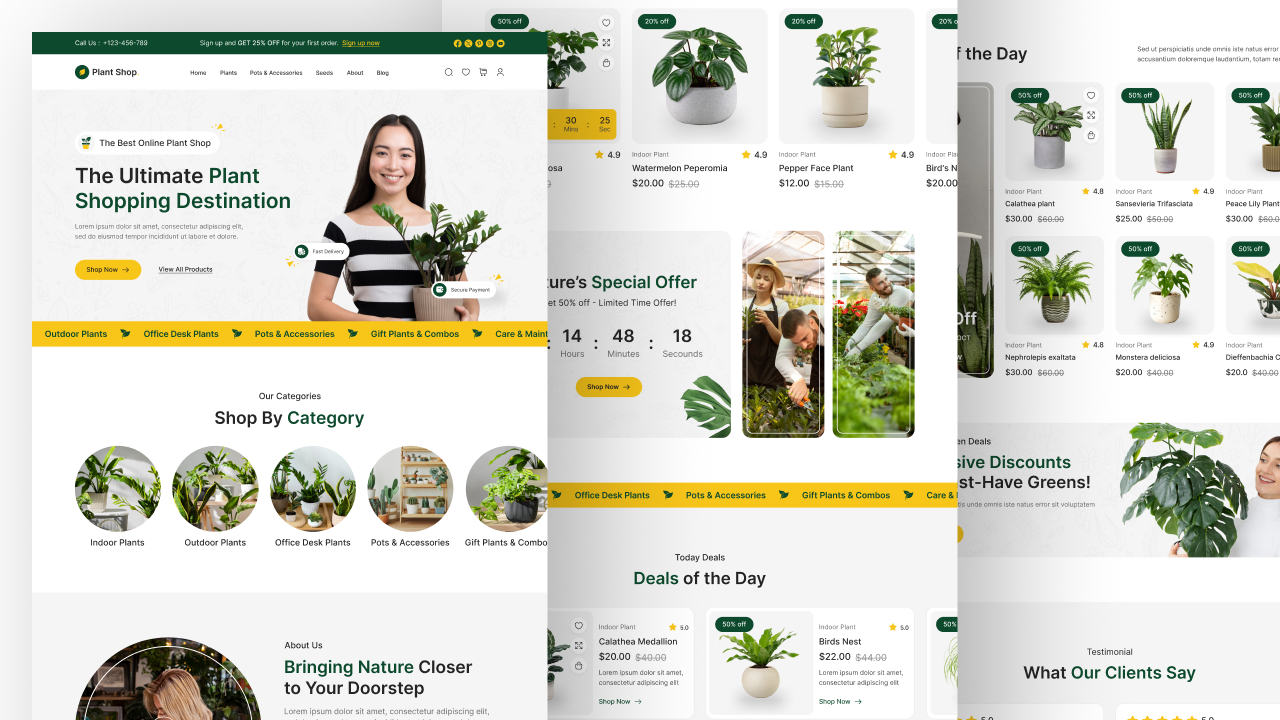plant store website figma design ui ux home page 2 design