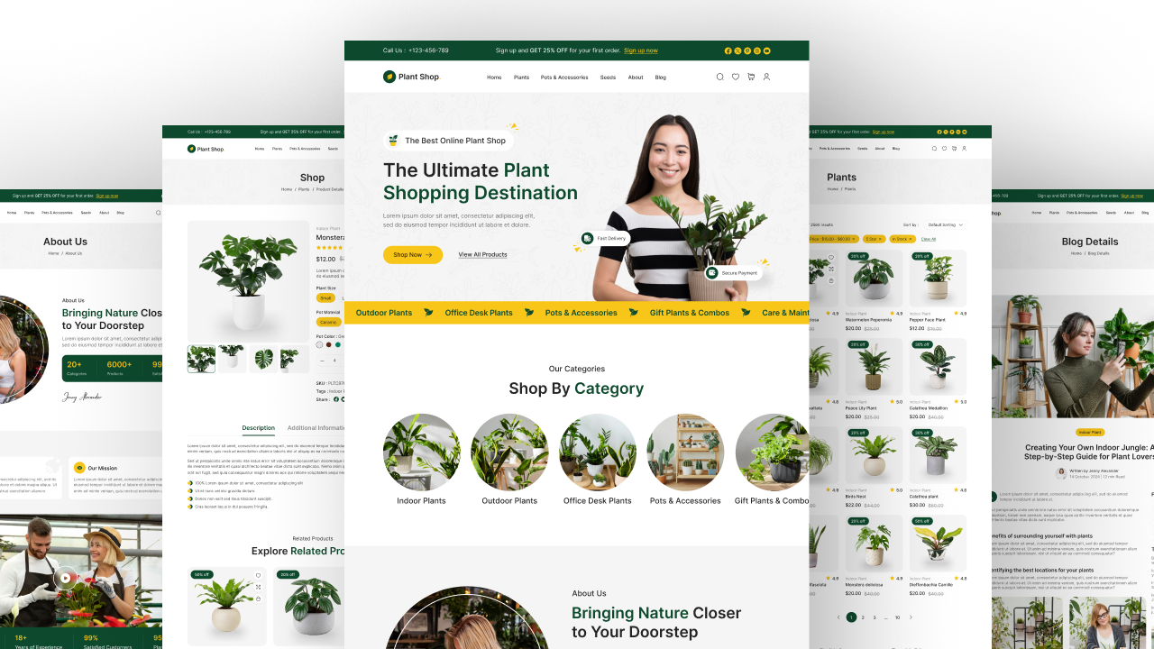 plant store website figma design ui ux home page design