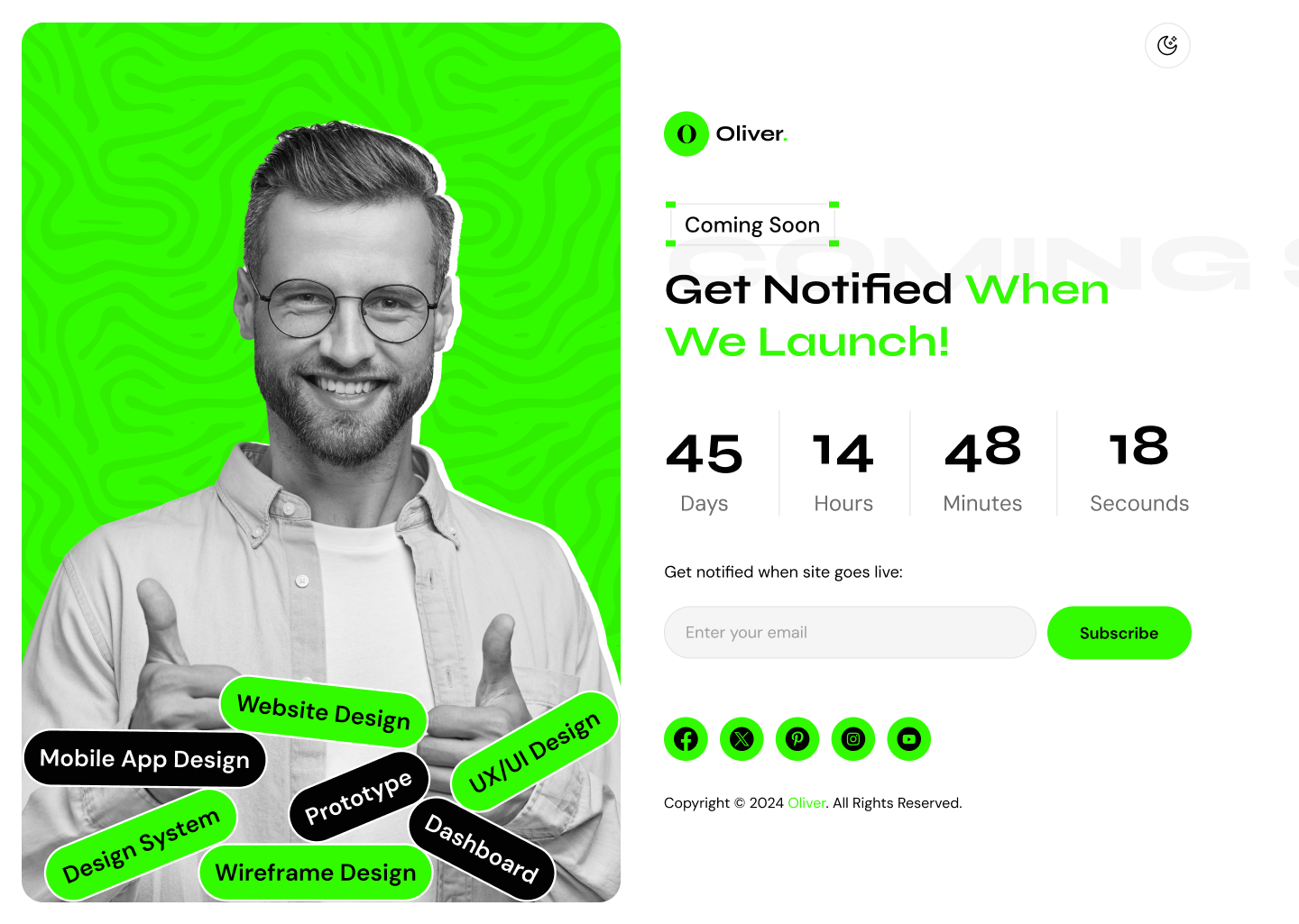 personal portfolio website figma ui ux Coming Soon Light mode page design