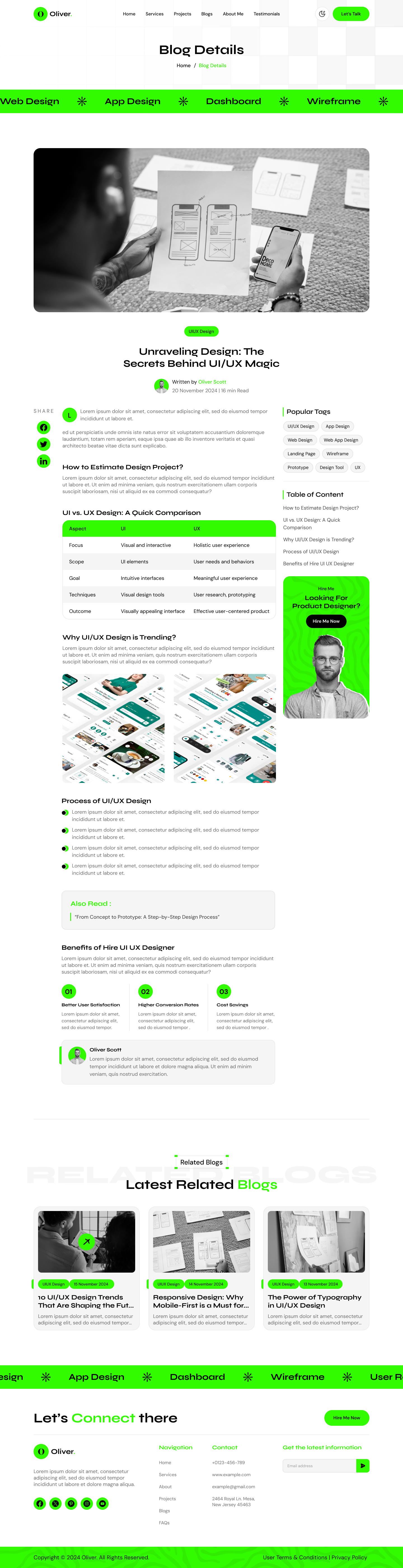 personal portfolio website figma ui ux blog Details mode page design