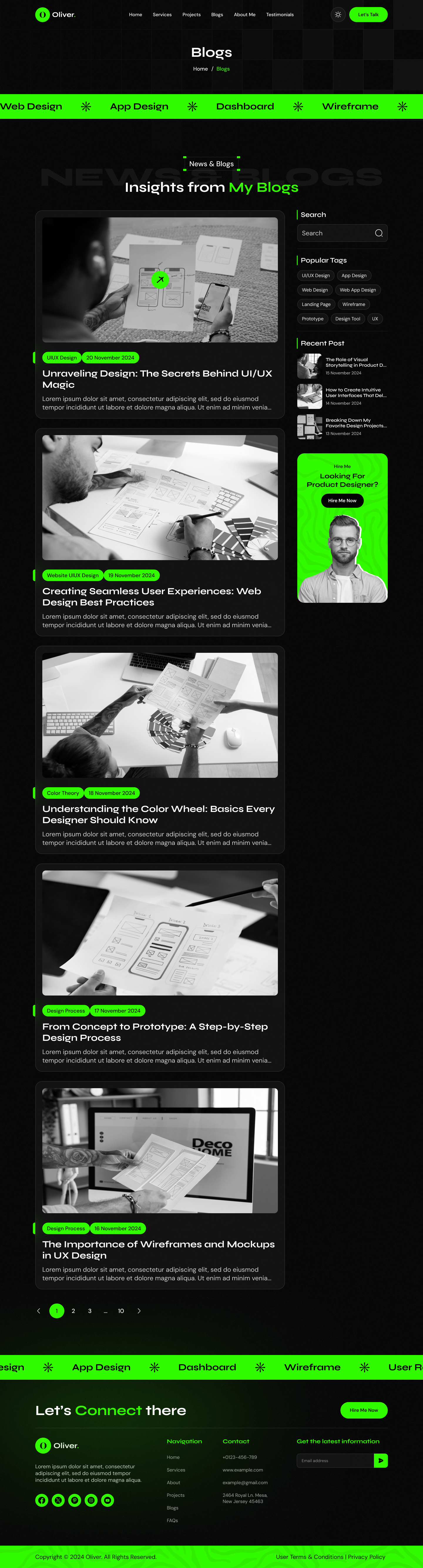 personal portfolio website figma ui ux blogs Dark mode design