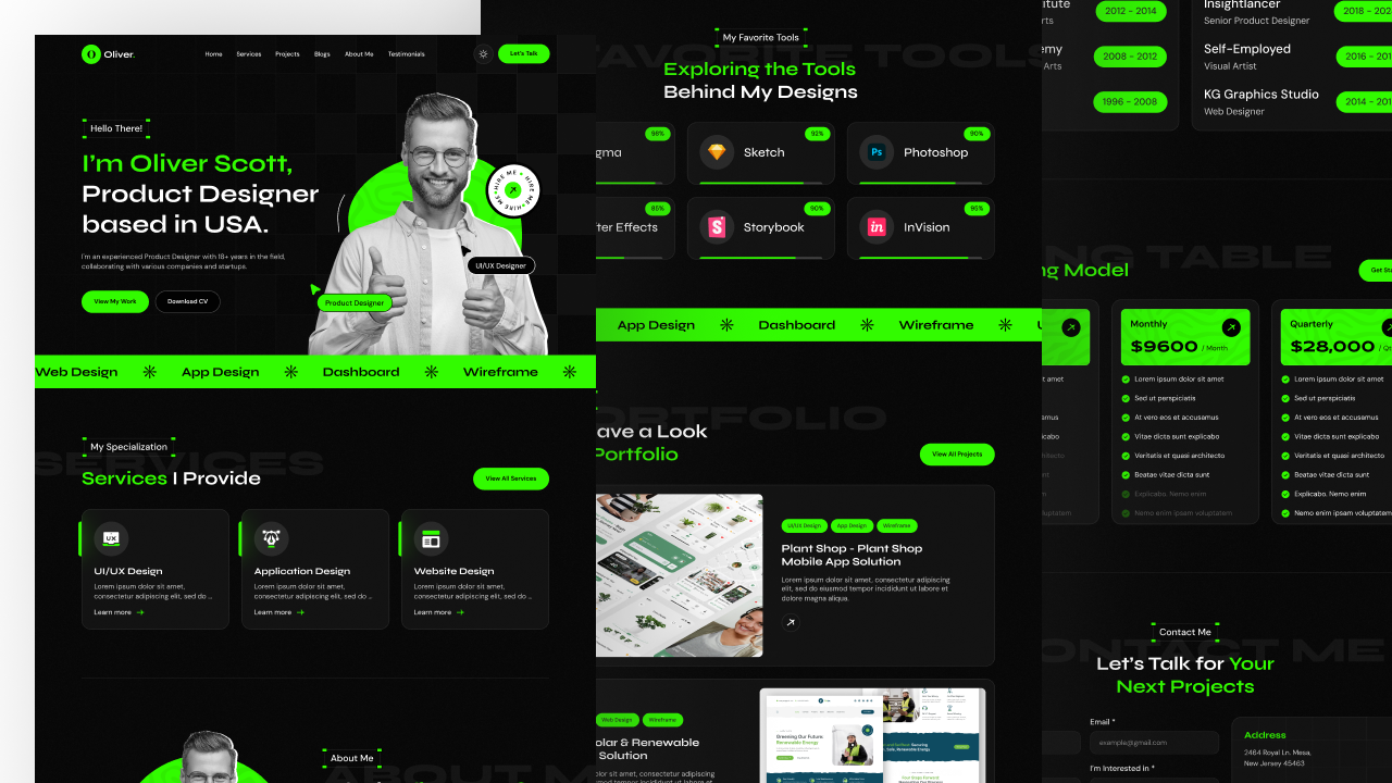 personal portfolio website figma ui ux home page 1 design