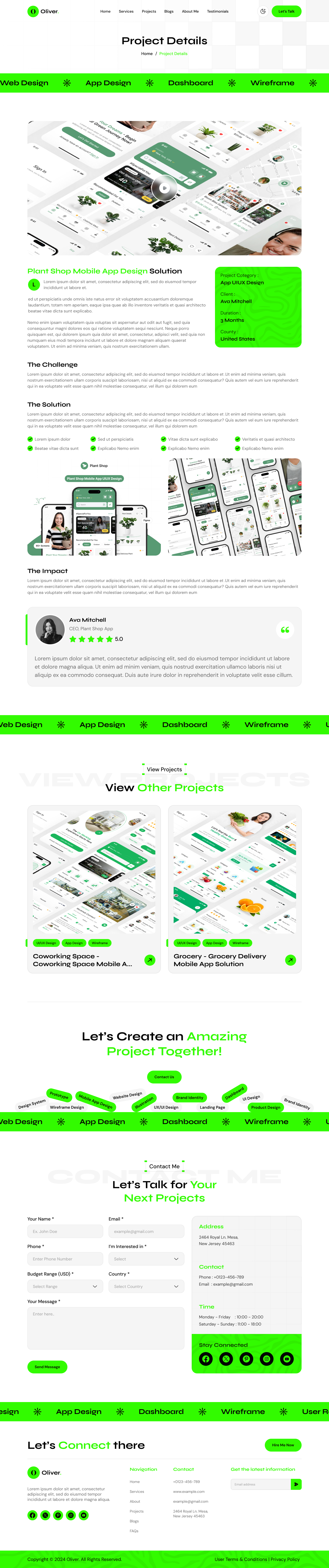personal portfolio website figma ui ux projects Details Light mode page design